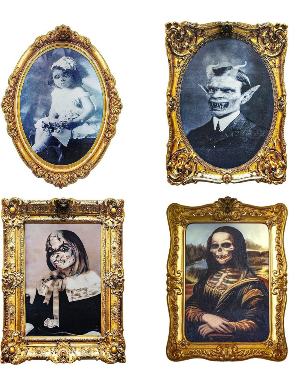 04 Pieces Indoor Haunted Scary Changing Face Pictures Halloween Decorations